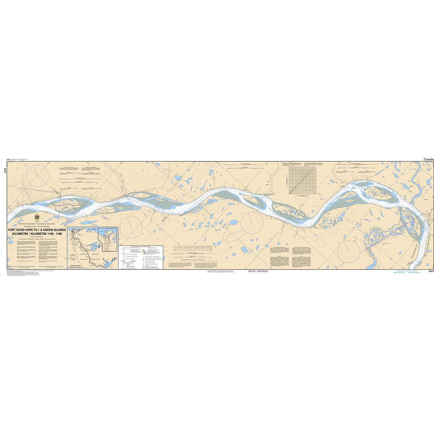 Paradise Clay CAN6422 CHS Chart Fort Good Hope to/ Askew Islands Kilometre 1100 / Kilometre 1180