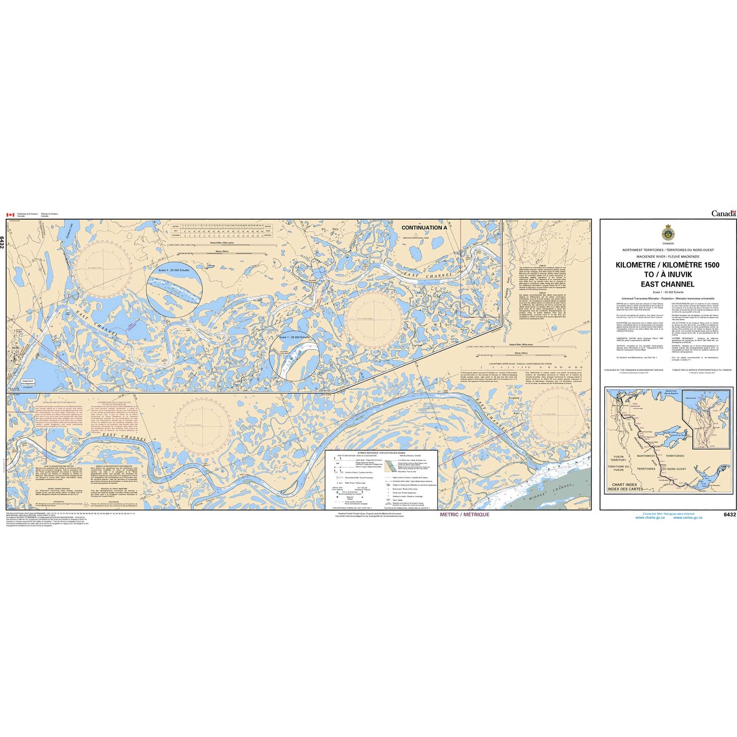 Paradise Clay CAN6432 CHS Chart Kilometre/Kilomètre 1500 to/ Inuvik East Channel