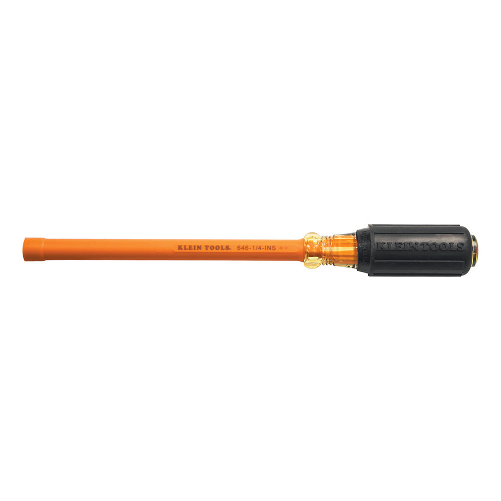 Klein Tools 646-1/4-INS Insulated 1/4-Inch Nut Driver, 6-Inch Hollow Shaft