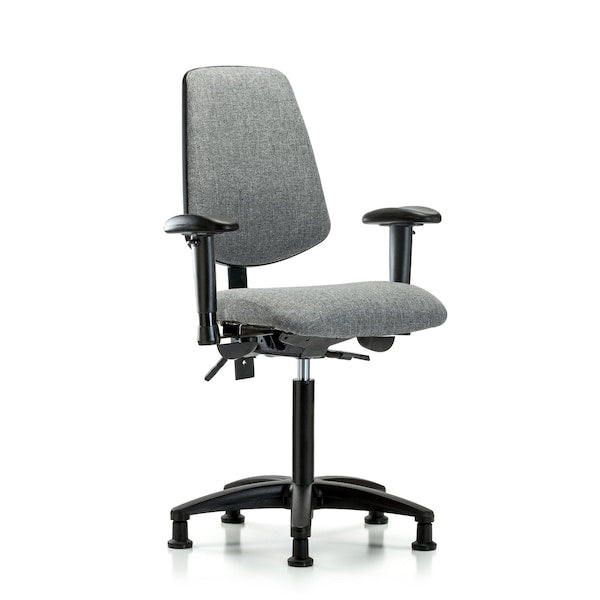 Blue Ridge Ergonomics FMBCH-MB-RG-T1-A1-NF-RG-F44 Rutledge Fabric Chair - Medium Bench Height with Medium Back, Seat Tilt, Adjustable Arms, & Stationary Glides in Gray Fabric