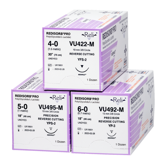 Myco Medical V391-M - REDISORB® PRO Absorbable Coated, Braided, PGLA Synthetic Suture, Size 5-0, Length 18", 19 mm 3/8 Circle Reverse Cutting Needle (Violet) - UOM 12/BX