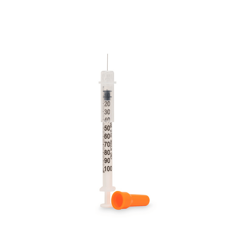 Myco Medical INSY28G051-S.5ML - RELI® Safety Insulin Syringes, Sterile, 28G x 1/2" Needle, 0.5 mL Syringe - UOM 100/BX