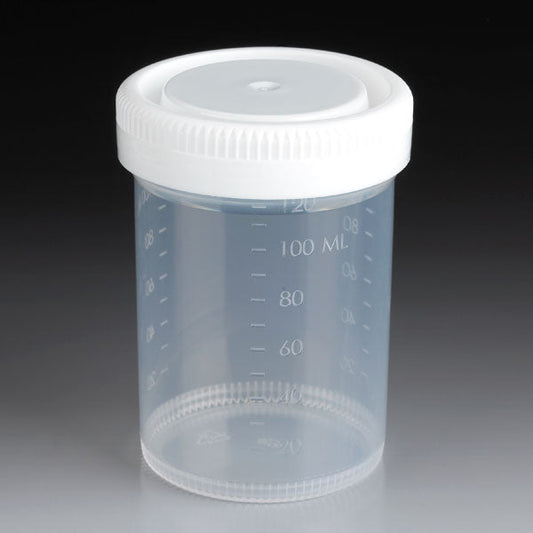 Globe Scientific 6527 Container Tite-Rite 120mL (4oz) PP 53mm Opening Graduated with Separate White Screwcap