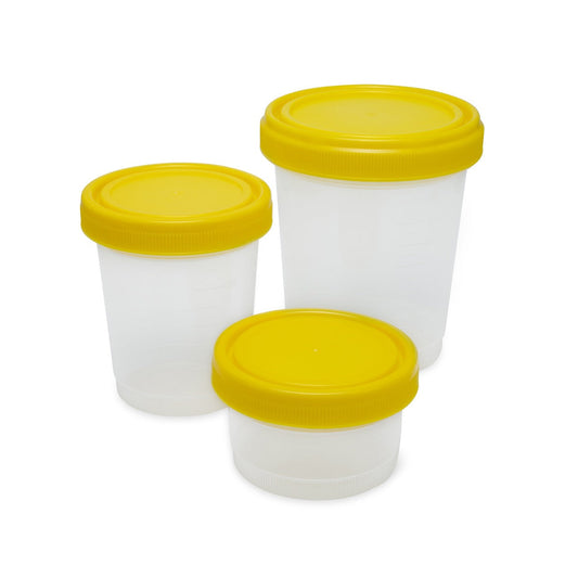 Globe Scientific 6540 Container Histology 250mL (8oz) PP Graduated with Separate Yellow Screwcap