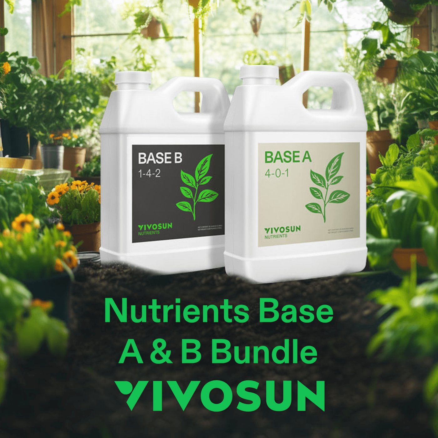 Vivosun Nutrients Base A & B Bundle, Liquid Fertilizer Supports Vegetative and Flowering Stage, 1 Gallon Each