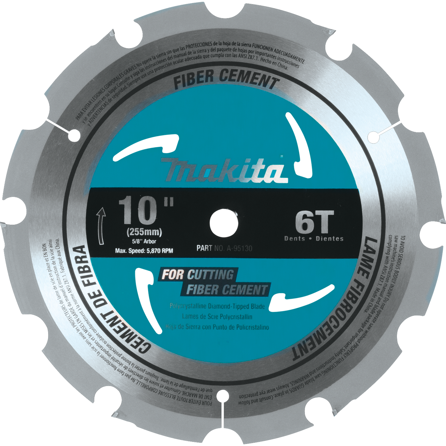 Makita A-95130 10" 6T PCD Miter Saw Blade, Fiber Cement