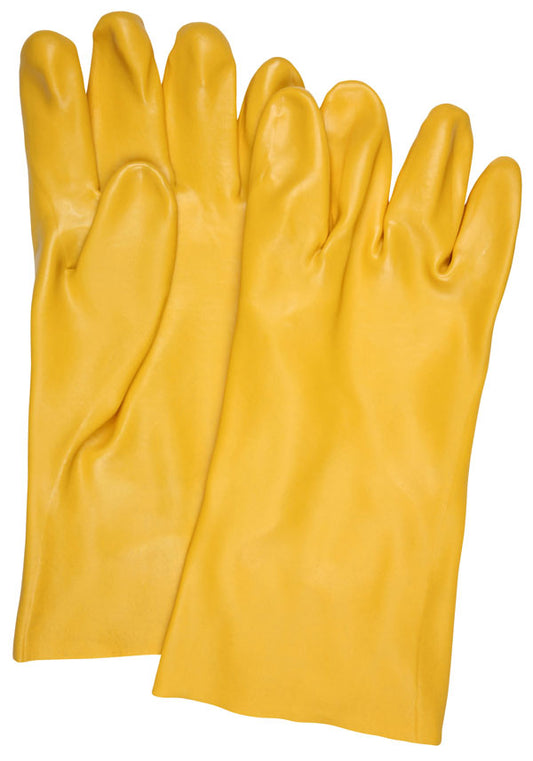 MCR Safety 6612 PVC Coated Work Gloves Single Dipped with Smooth Yellow PVC Soft Interlock Lining 12 Inch Length (1 DZ)