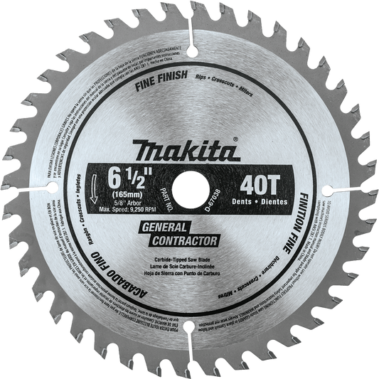 Makita D-67038 6‘1/2" 40T Carbide‘Tipped Circular Saw Blade, Fine Finish