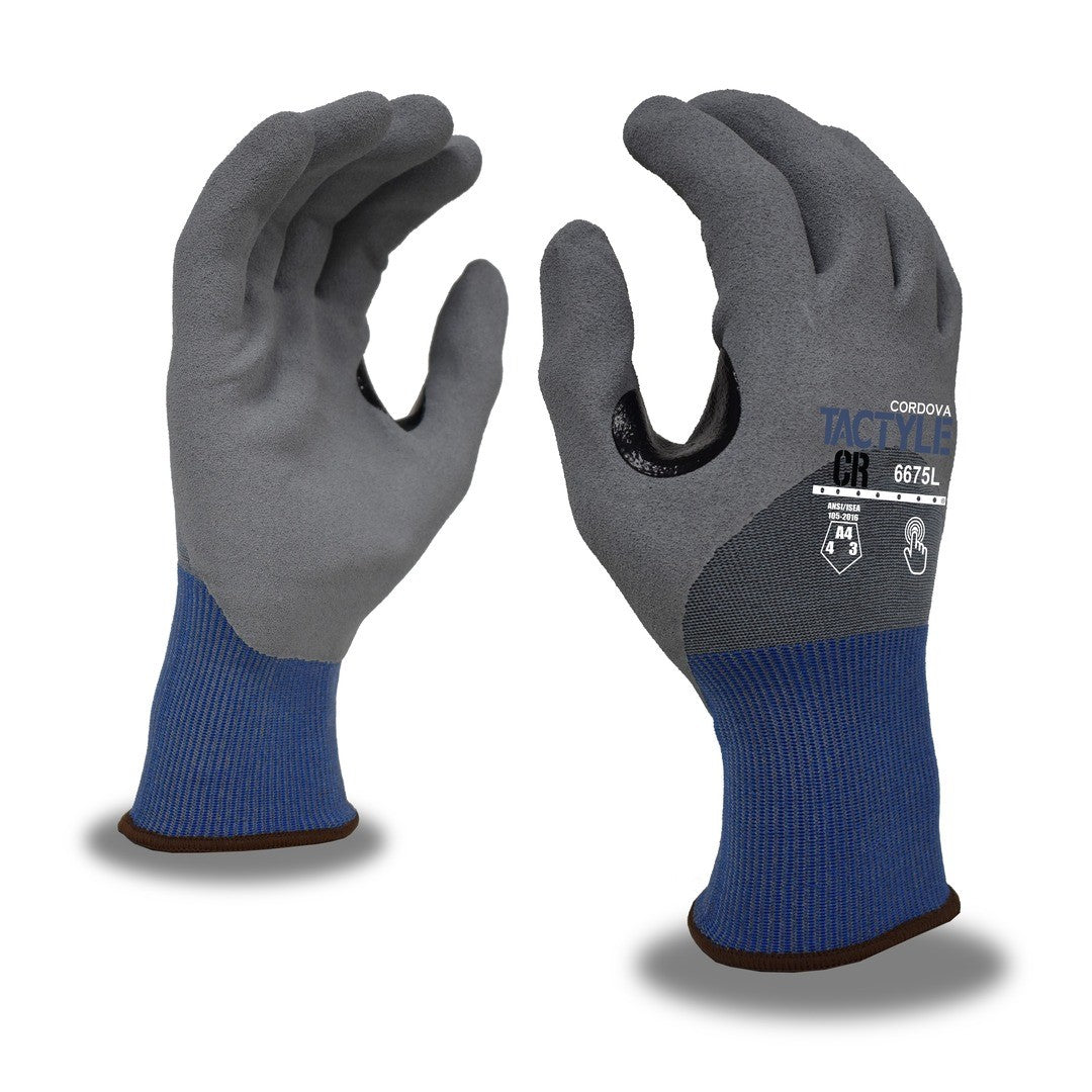 Cordova Safety 6675L TACTYLE™ CR: 18-GAUGE HPPG2 SHELL, NITRILE COATING, REINFORCED THUMB CROTCH, TOUCHSCREEN, CUT LEVEL A4