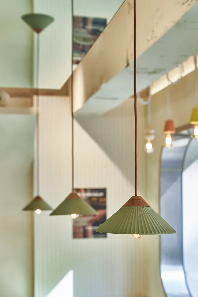 Euri Lighting EIN-HL2OG-1100 Artisan Concrete Collection Summit Mountain Pendant Fixture, Olive Green