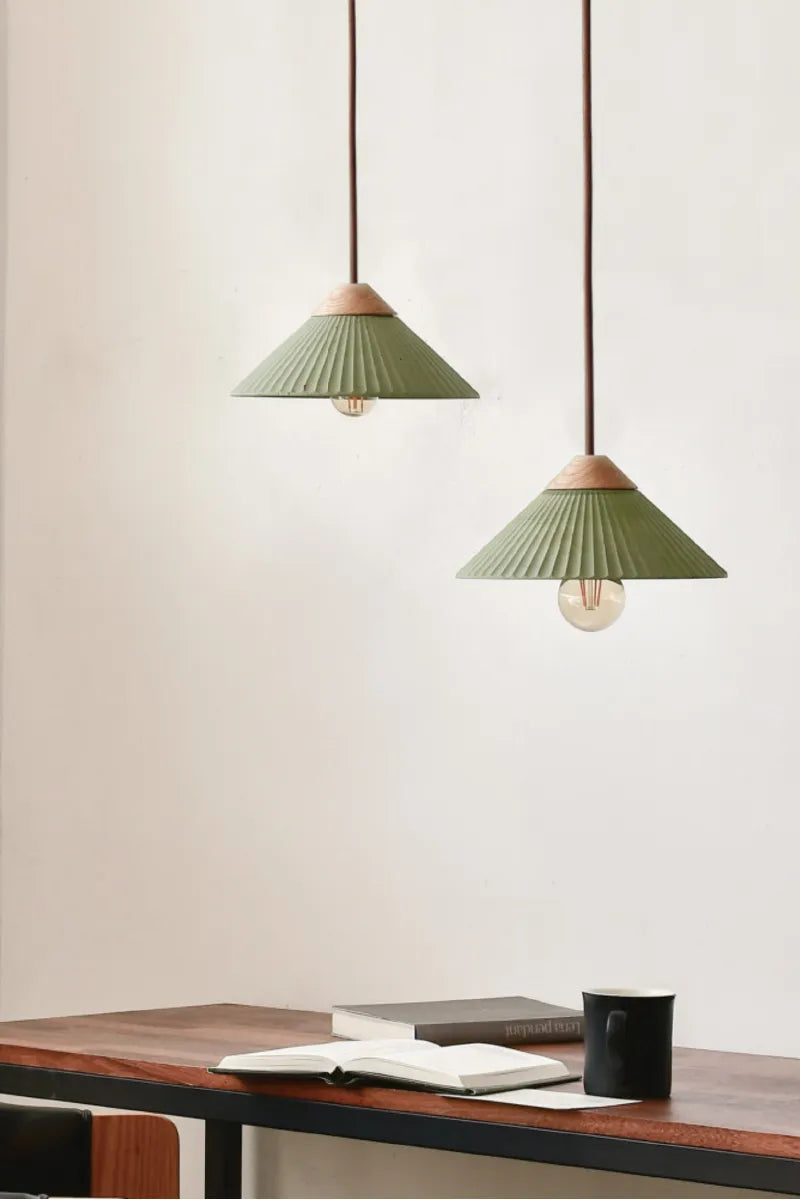 Euri Lighting EIN-HL2OG-1100 Artisan Concrete Collection Summit Mountain Pendant Fixture, Olive Green