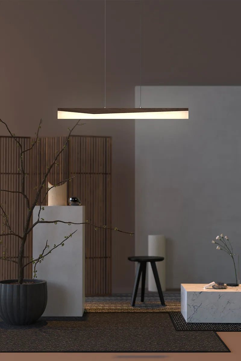 Euri Lighting EWD4-20W113w Artisan Wood Collection Smoke Reflection 20-Watt 4 ft. Linear Pendant