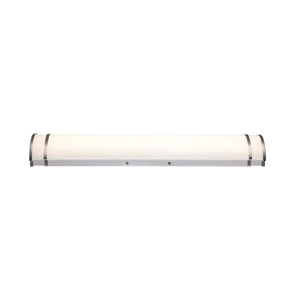 Euri Lighting EIN-VL19FR-2000e Residential LED CA Compliant 28-Watt 2ft. Vanity Light 5 Color Selectable Dimmable, Brushed Nickel Double Rings Frosted White Lens