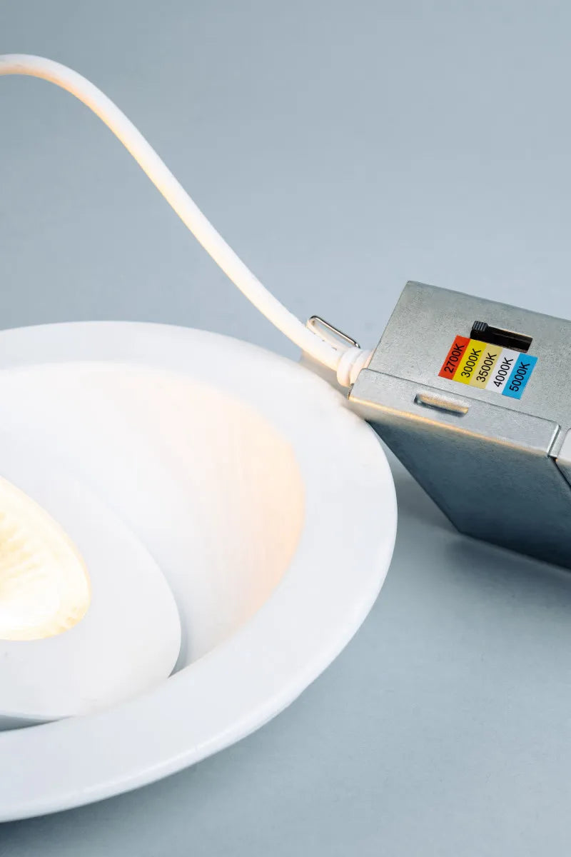 Euri Lighting DLC4G-9W105se Commercial LED CA Compliant 65-Watt Equivalent 4” Gimbal Downlight with Junction Box 5 Color Selectable Dimmable