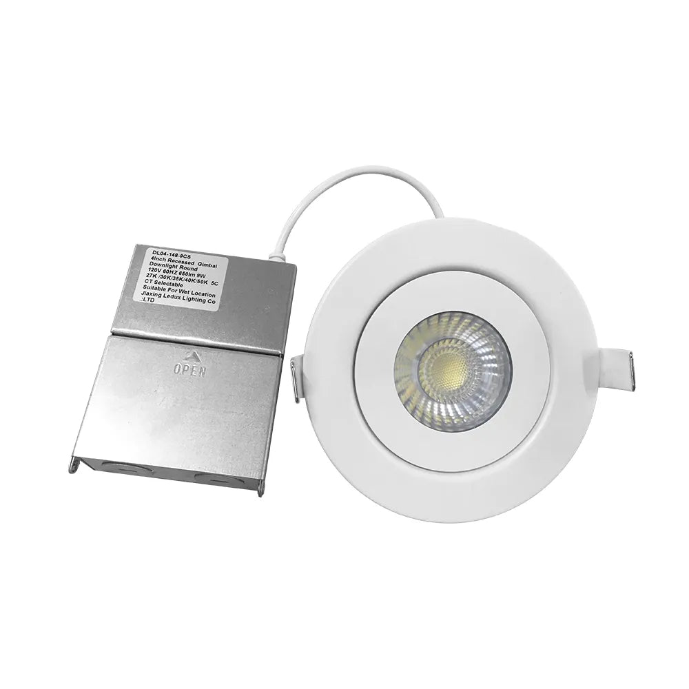 Euri Lighting DLC4G-9W105se Commercial LED CA Compliant 65-Watt Equivalent 4” Gimbal Downlight with Junction Box 5 Color Selectable Dimmable
