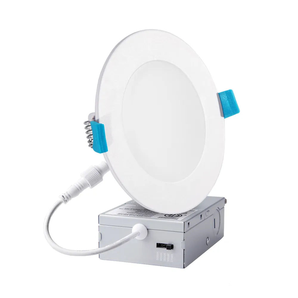 Euri Lighting DLC4S-10W205se Commercial LED CA Compliant 60-Watt Equivalent 4” Slim Recessed Downlight with Junction Box 5 Color Selectable Dimmable