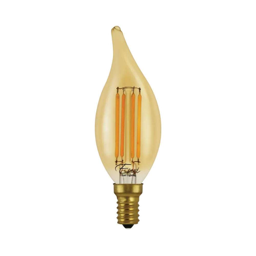 Euri Lighting VBA10-3020ea-4 Vintage LED 40-Watt Equivalent B10 Angular Tip Filament Lamp E12 Candelabra Amber Glass Dimmable