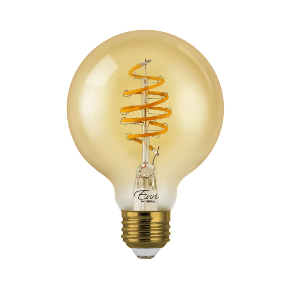 Euri Lighting VG25-3020ad Vintage LED 40-Watt Equivalent G25 Globe Spiral Filament Lamp E26 Base Amber Glass Dimmable
