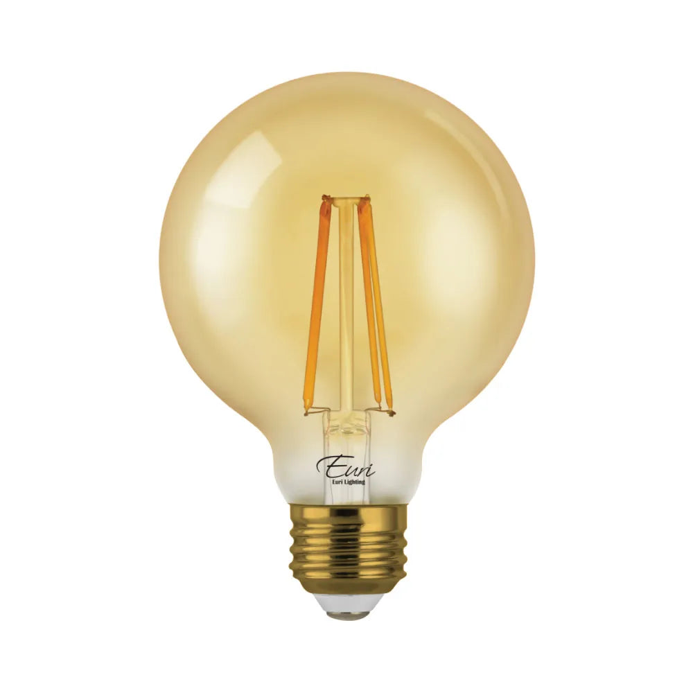 Euri Lighting VG25-3020ea Vintage LED 75-Watt Equivalent G25 Globe Filament Lamp E26 Base Amber Glass Dimmable