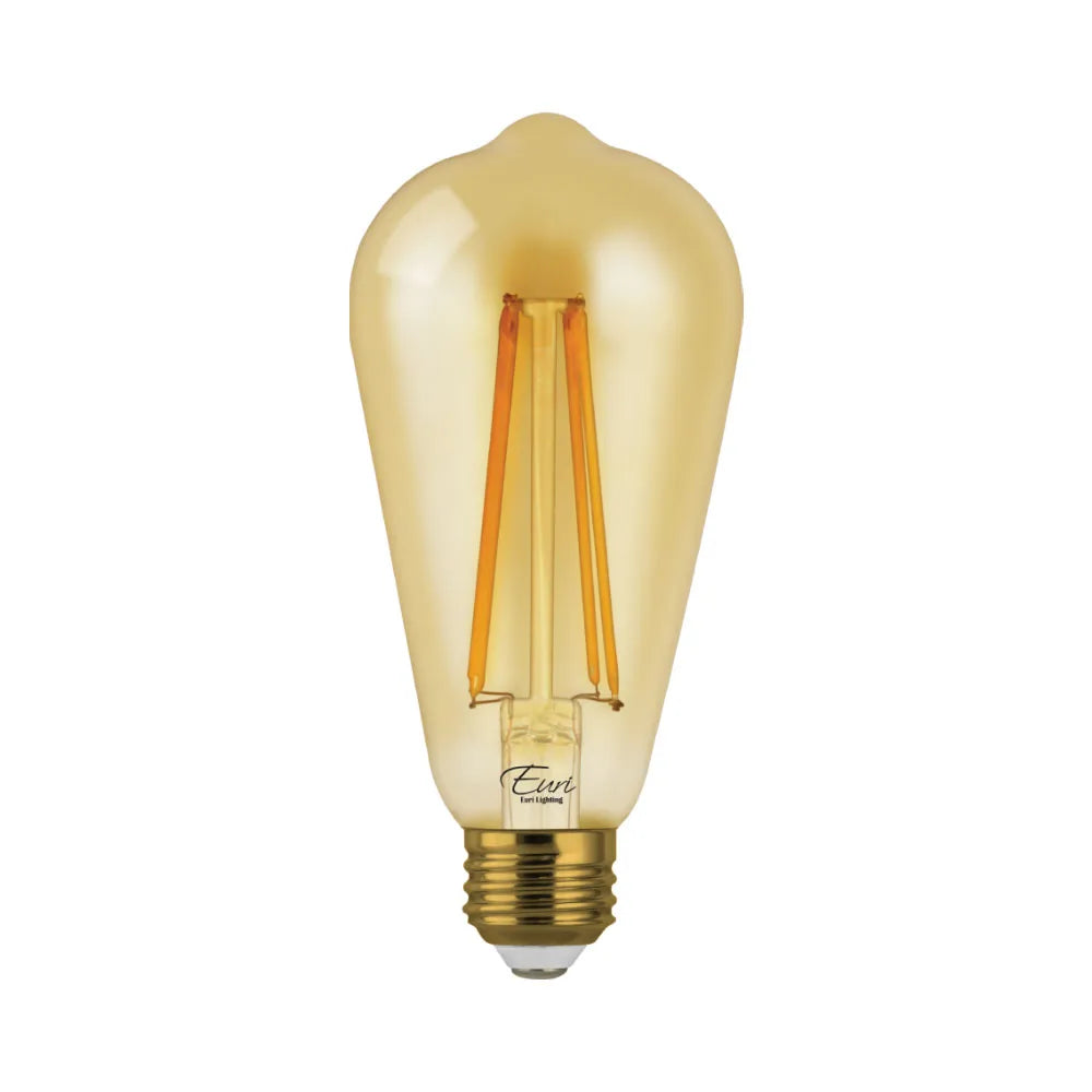 Euri Lighting VST19-3020ea Vintage LED 60-Watt Equivalent ST19 Edison Filament Lamp E26 Base Amber Glass Dimmable