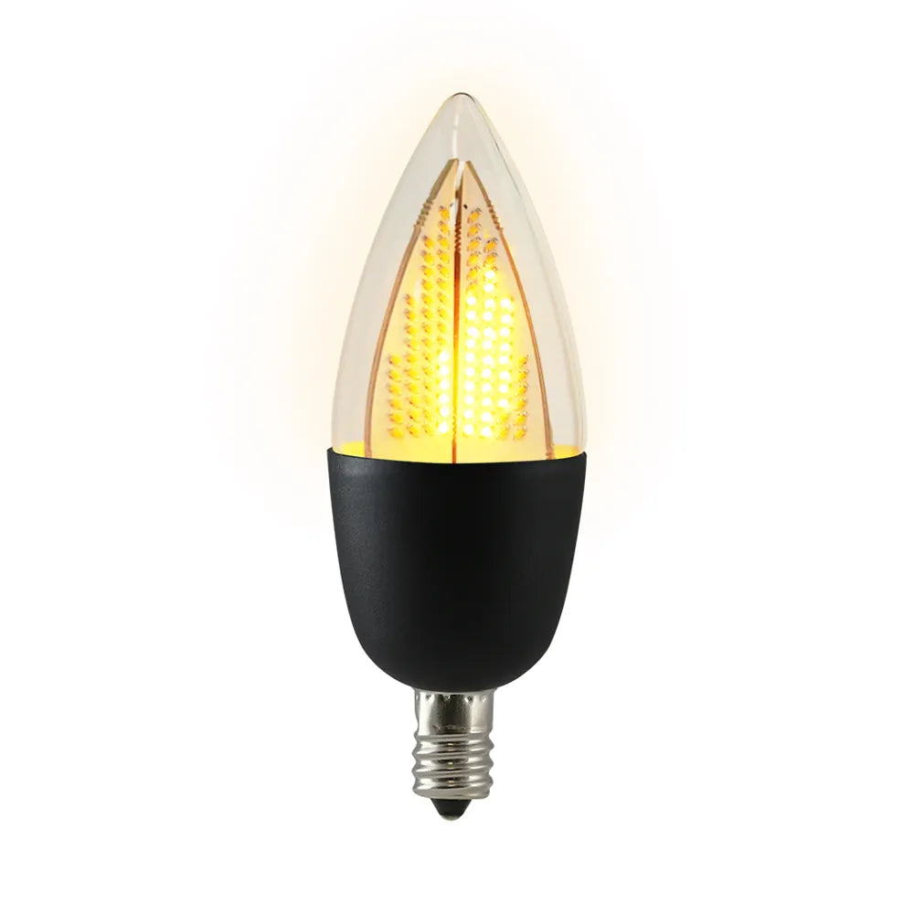 Euri Lighting ECA9.5-2120FCB Decorative LED 6-Watt Equivalent Natural Flickering Flame Bulb E12 Candelabra, Black Base