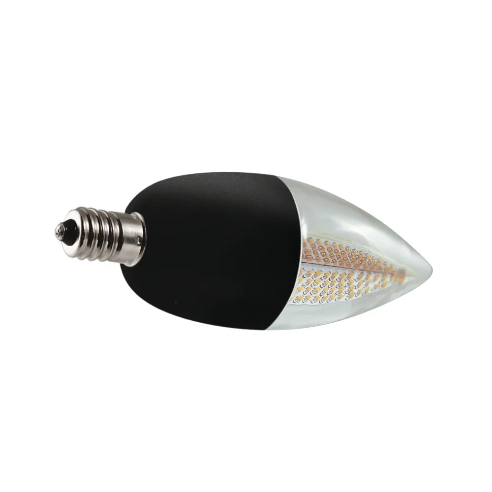 Euri Lighting ECA9.5-2120FCB Decorative LED 6-Watt Equivalent Natural Flickering Flame Bulb E12 Candelabra, Black Base