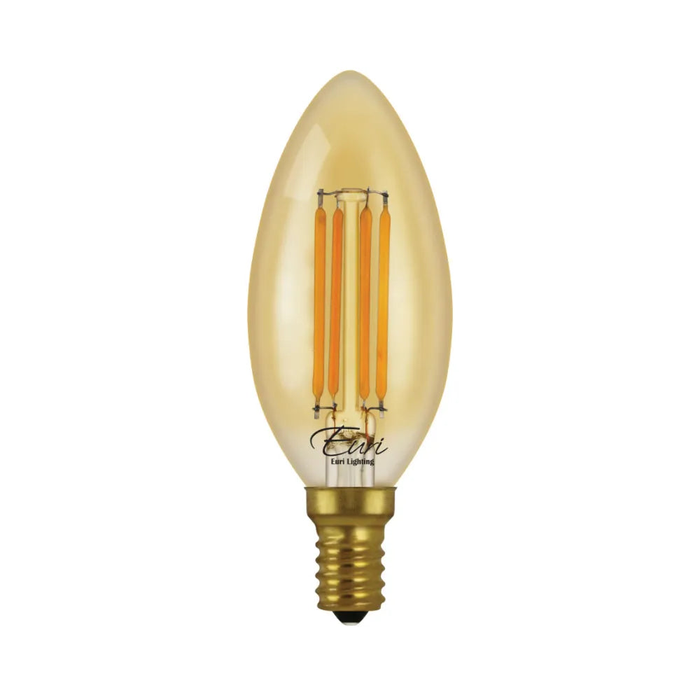 Euri Lighting VB10-3020ea-4 Vintage LED 40-Watt Equivalent B10 Filament Lamp E12 Candelabra Amber Glass Dimmable