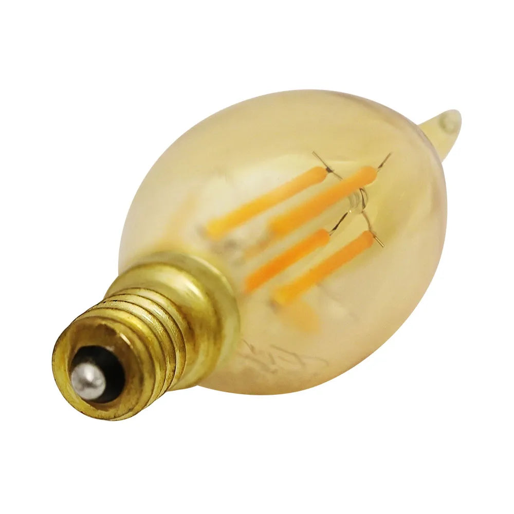 Euri Lighting VBA10-3020ea-4 Vintage LED 40-Watt Equivalent B10 Angular Tip Filament Lamp E12 Candelabra Amber Glass Dimmable