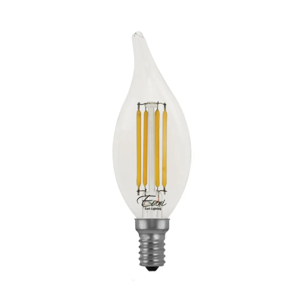 Euri Lighting VBA10-3020e-4 Vintage LED 60-Watt Equivalent BA10 Angular Tip Filament Lamp E12 Candelabra Dimmable