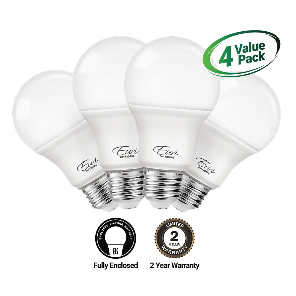 Euri Lighting EA19-6120-4 Econ LED 60-Watt Equivalent A19 Lamp E26 Base Non-Dimmable