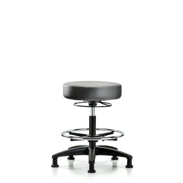 Blue Ridge Ergonomics VMBSO-RG-CF-RG-8840 Rutledge Vinyl Stool without Back - Medium Bench Height with Chrome Foot Ring & Stationary Glides in Sterling Supernova™ Vinyl