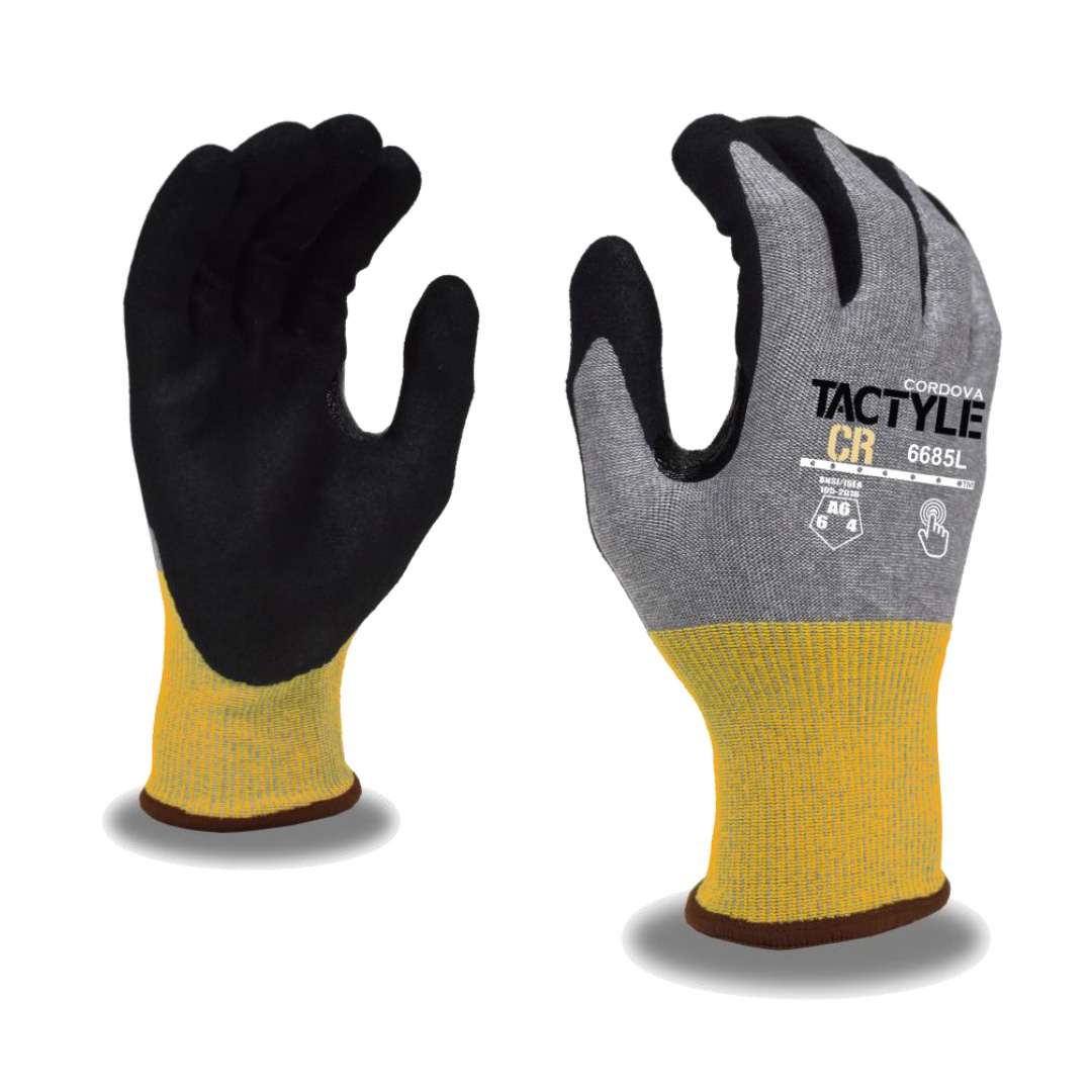 Cordova Safety 6685M TACTYLE™ CR: 18-GAUGE HPPE/STEEL SHELL, TUF-COR™ NITRILE COATING, ANSI/ISEA 105-2016 CUT LEVEL A6