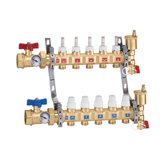 Caleffi 6686C5S1A TwistFlow™ Radiant Manifold Assembly 3 loop 1"