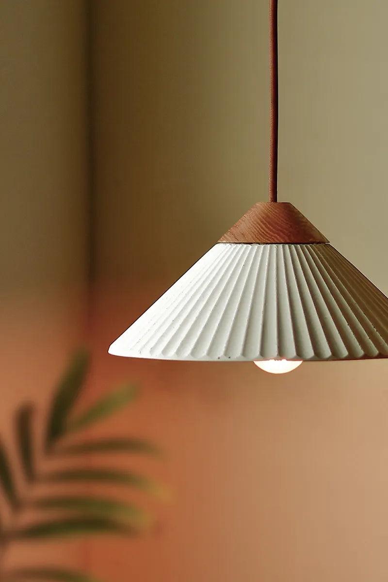 Euri Lighting EIN-HL1CW-1100 Artisan Concrete Collection Summit Mountain Pendant Fixture, Cream White