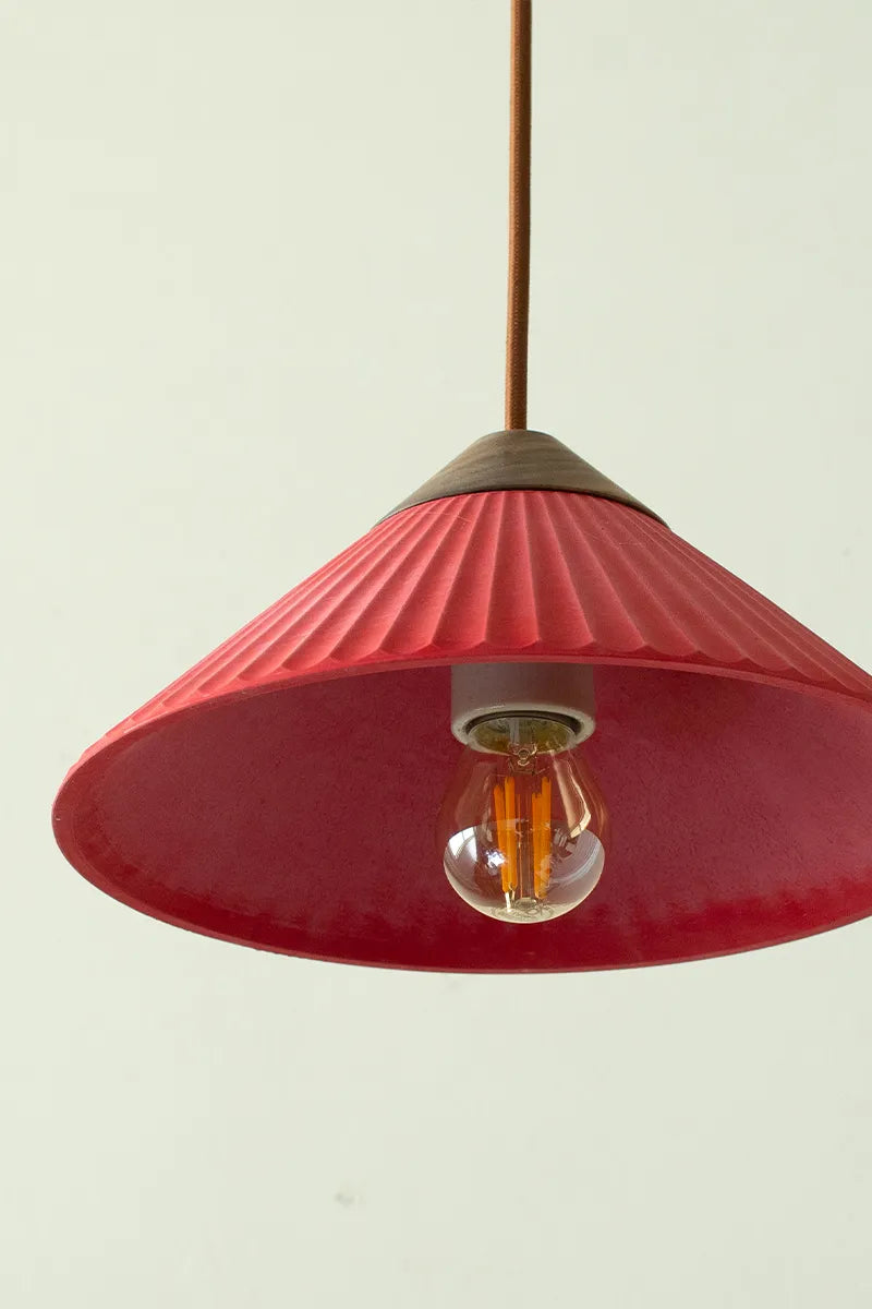 Euri Lighting EIN-HL4CR-1100 Artisan Concrete Collection Summit Mountain Pendant Fixture, Cranberry Red