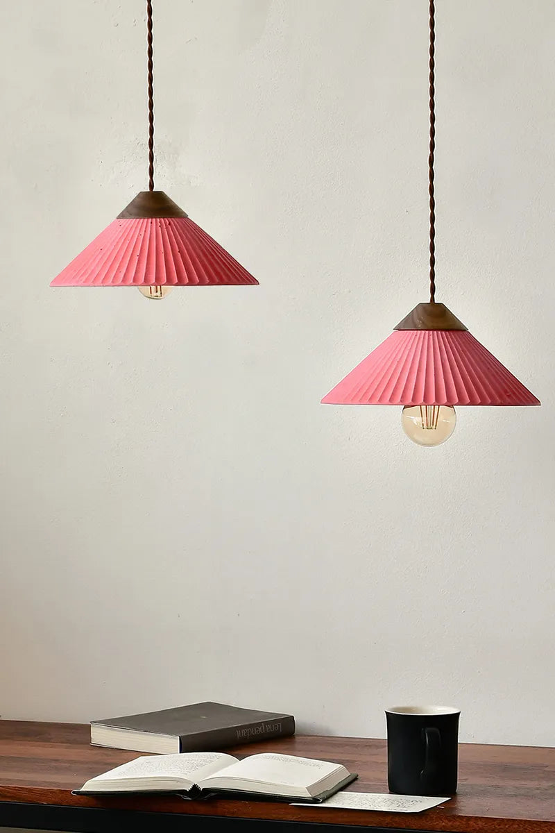 Euri Lighting EIN-HL4CR-1100 Artisan Concrete Collection Summit Mountain Pendant Fixture, Cranberry Red