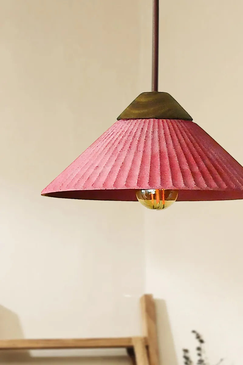 Euri Lighting EIN-HL4CR-1100 Artisan Concrete Collection Summit Mountain Pendant Fixture, Cranberry Red