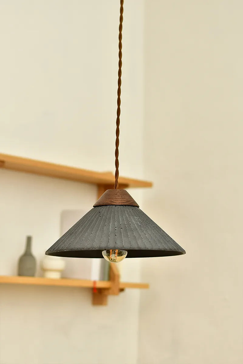 Euri Lighting EIN-HL3DG-1100 Artisan Concrete Collection Summit Mountain Pendant Fixture, Dark Grey