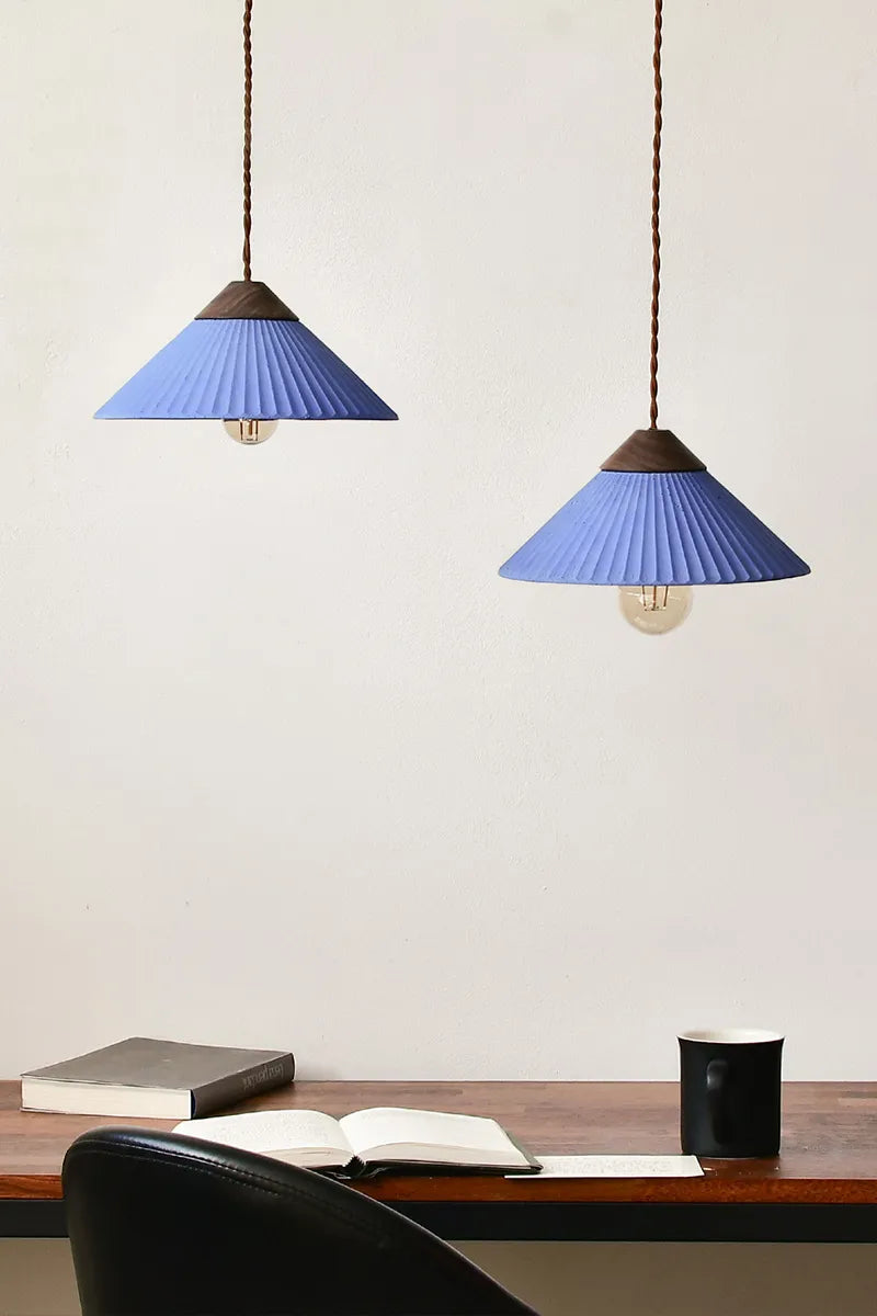 Euri Lighting EIN-HL5OB-1100 Artisan Concrete Collection Summit Mountain Pendant Fixture, Ocean Blue