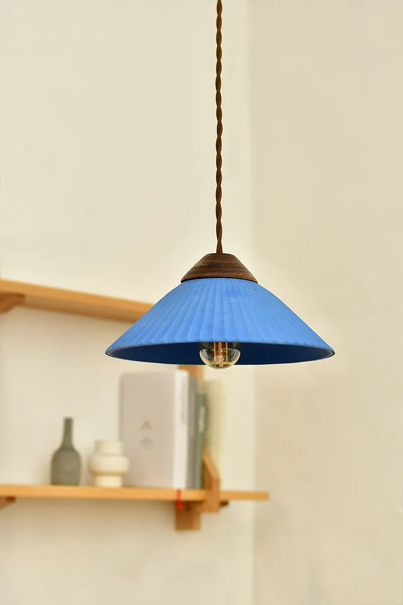 Euri Lighting EIN-HL5OB-1100 Artisan Concrete Collection Summit Mountain Pendant Fixture, Ocean Blue