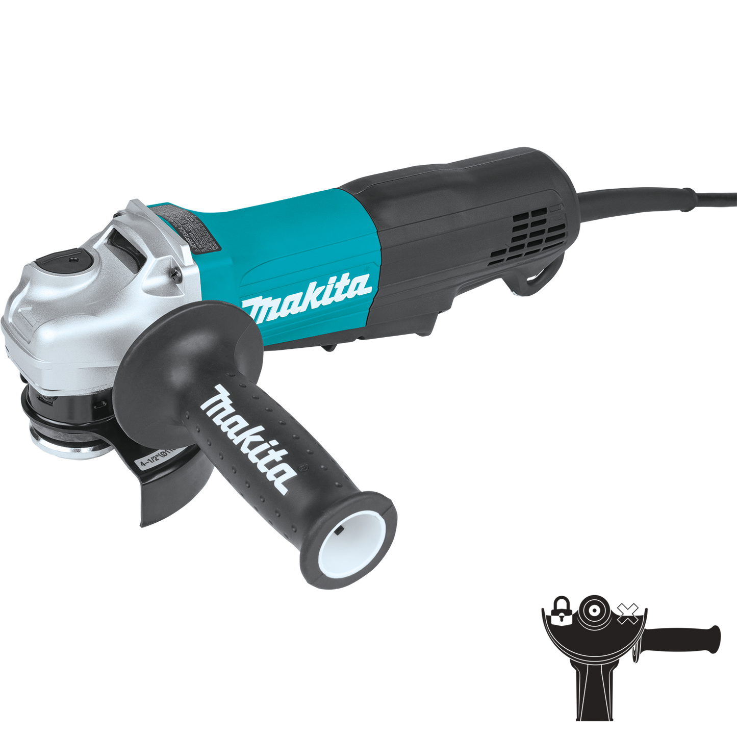 Makita GA4553R 4‘1/2" Paddle Switch Angle Grinder, with Non‘Removable Guard