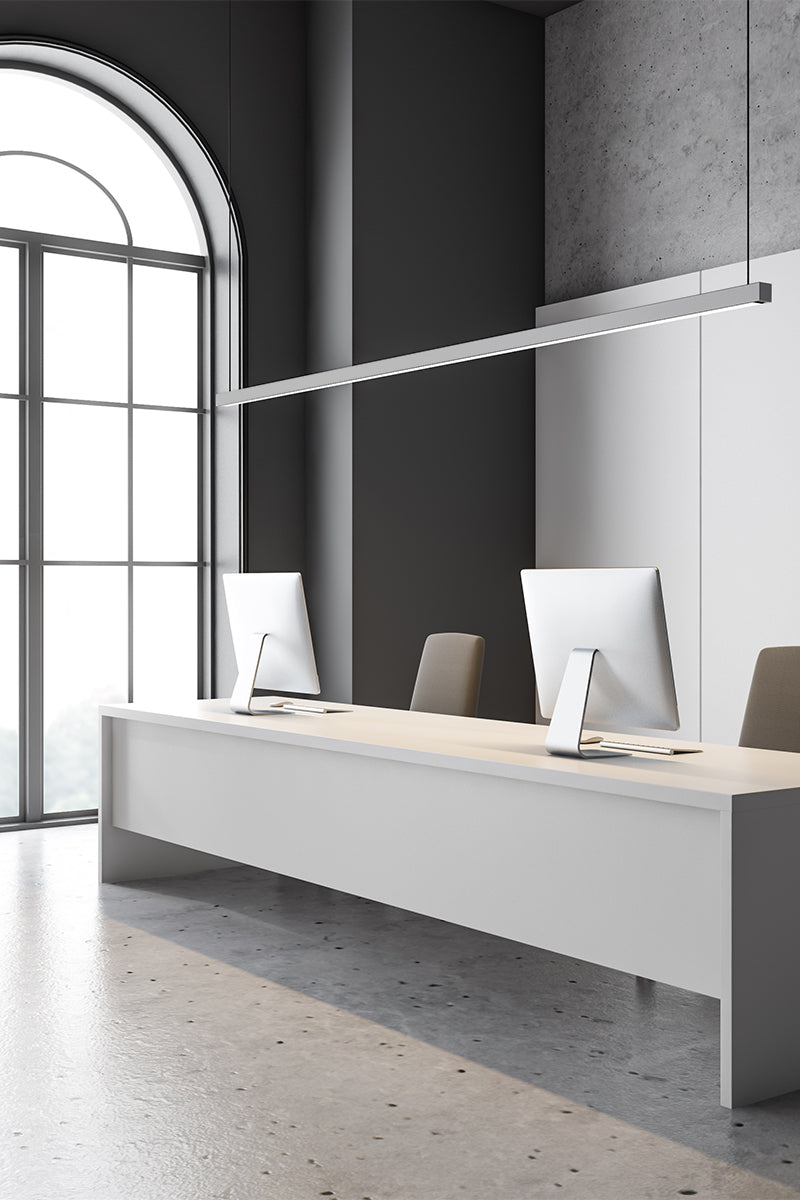 Euri Lighting EUD8-100W103sw-S Commercial LED 100-Watt 8 ft. Architectural Linear Up and Down Light Dual 3 Color Selectable Dimmable Linkable - Silver