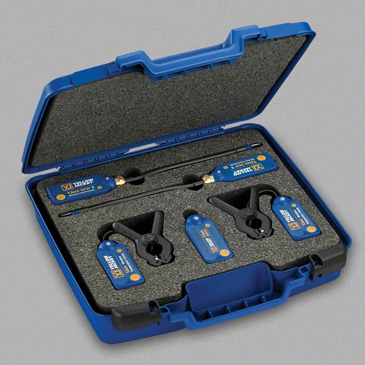 Yellow Jacket 67071 YJACKÂ® Temperature/Humidity Kit: (2) YJACKÂ® Temperature Clamps, (2) YJACK DEWÂ® Psychrometers, (1) YJACK PATHÂ®