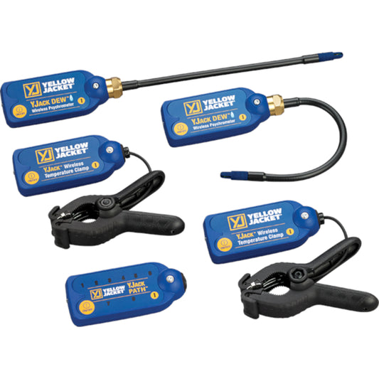 Yellow Jacket 67071 YJACKÂ® Temperature/Humidity Kit: (2) YJACKÂ® Temperature Clamps, (2) YJACK DEWÂ® Psychrometers, (1) YJACK PATHÂ®