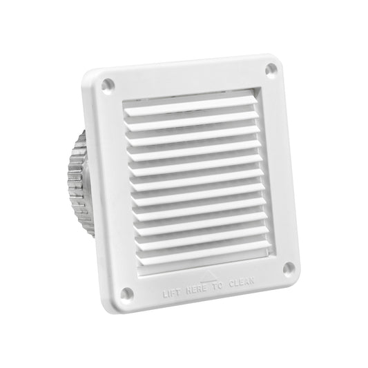 Lambro 674W-ML 4 Inch White Plastic Fresh Air Intake Vent (Mini Louver)