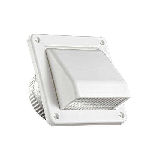 Lambro 674W-C16 4 Inch White Plastic Fresh Air Intake Vent – Removable Screen – (No Damper) – 3 Inch Pipe