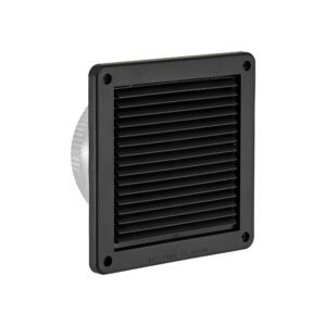 Lambro 676BL-MLS 6 Inch Black Plastic Fresh Air Intake Vent (Mini Louver) – Metal Bug Screen