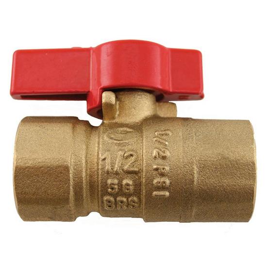 Jones Stephens B67050 1/2" Flare x 1/2" FIP Brass Gas Ball Valve, Square Head