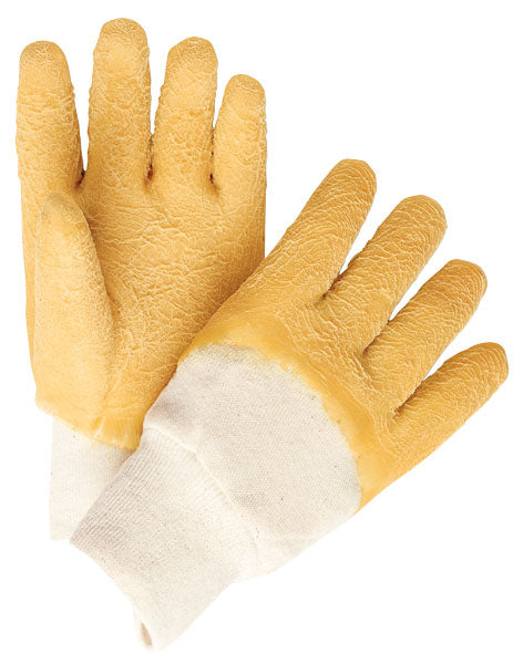 MCR Safety 6830 Rubber Coated Work Gloves Crinkle Texture Finish Comfortable Knit Wrists Jersey Lining (1 DZ)