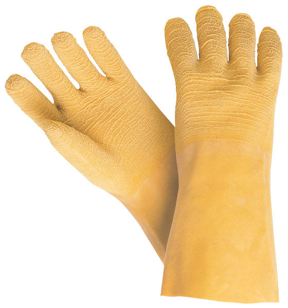 MCR Safety 6845 Rubber Coated Work Gloves Crinkle Texture Finish 12 Inch Length Fully Coated Comfortable Interlock Lining (1 DZ)